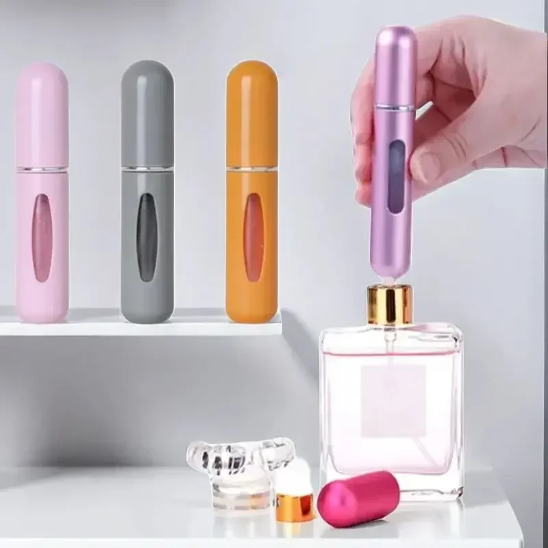 Perfume Fragrance Type - 3/5/10 ชิ้นเครื่องพ่นน้ำหอมแบบกด 5 มล. สำหรับเครื่องสำอางขวดพกพาแบบเติมจากด้านล่างน้ำหอมแบบรีฟิลภาชนะบรรจุของเหลว